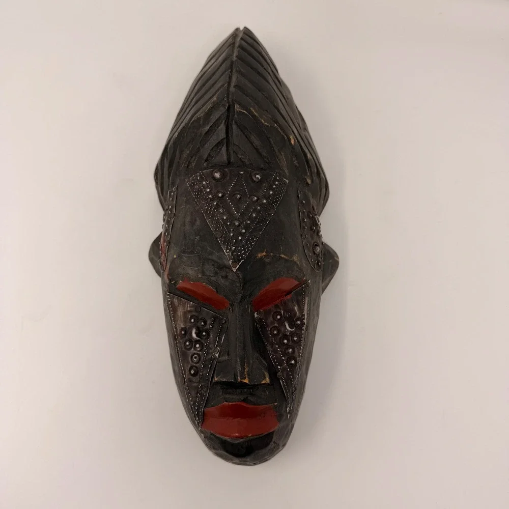 Vintage Marka Mali Tribal Mask Hand Carved Wood Brass Metal African Art‎ 14